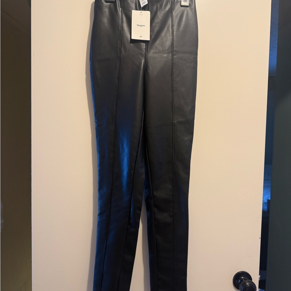NWT! Vegan Faux Leather High-Waist Pants - Black